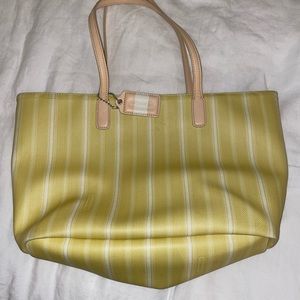 Coach Legacy Weekend Ticking Yellow Stripe Zip Tote